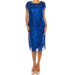 Aspeed Floral Cocktail Dress with Lace Overlay #D109